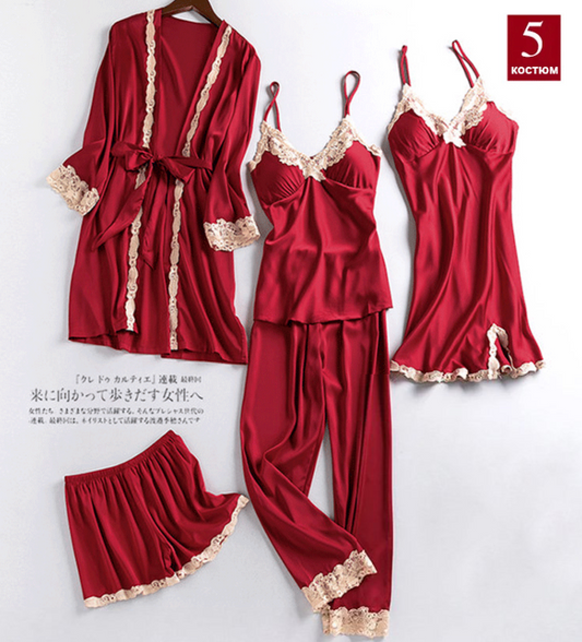💖Limited Sale 50% OFF💖5 Piece Ice Silk Pajamas