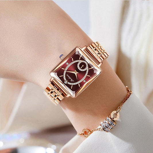 💎Fashion Square Ladies Rose Gold Diamond Watch