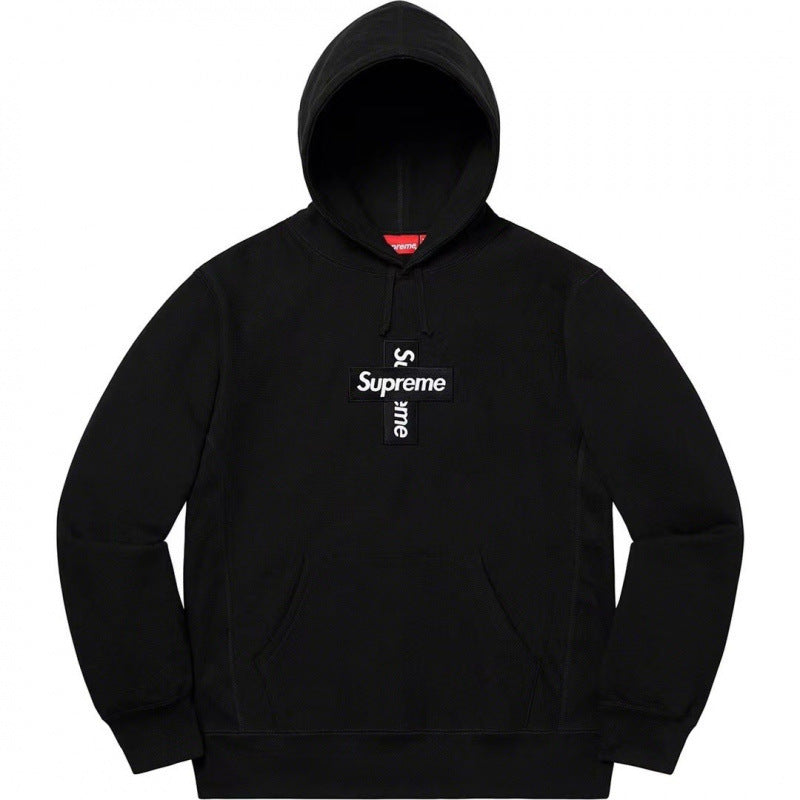 Supreme Cross Box Logo Hooded Sweatshirt - Black