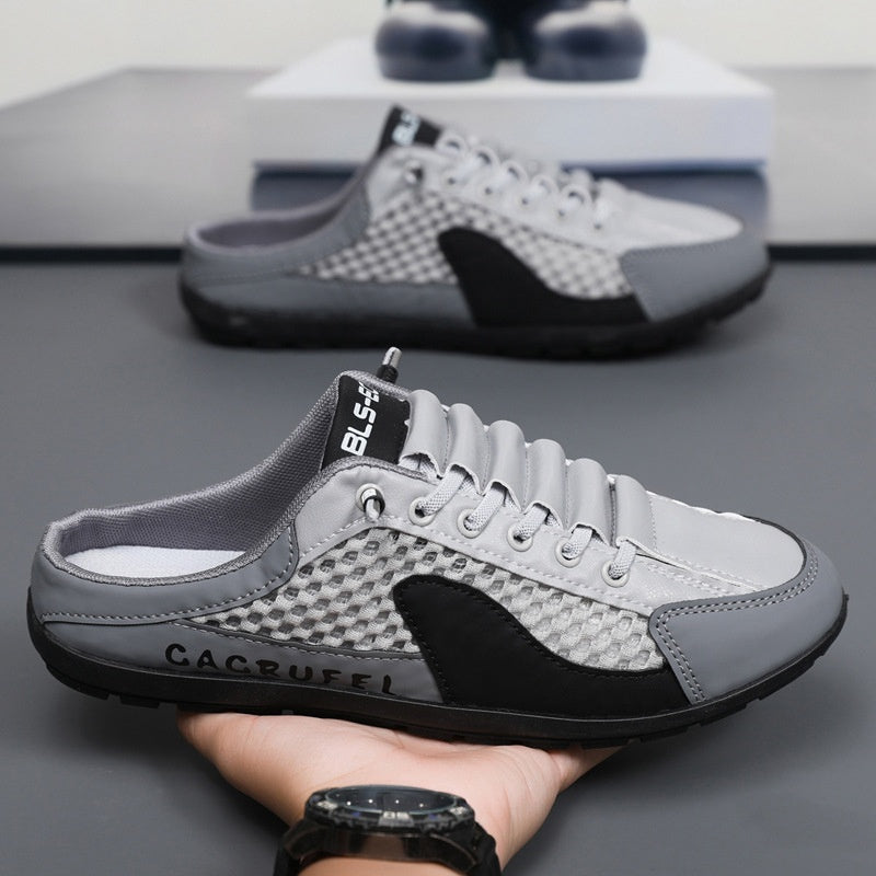 Men’s Breathable Mesh Slip-On Half Slippers