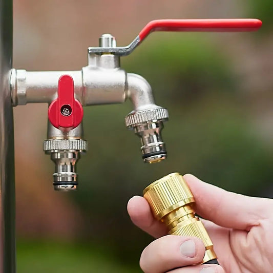 Universal Stainless Steel Double Outlet Garden Water Faucet