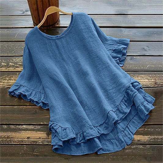 👚Women's Round Neck Ruffle Blouse