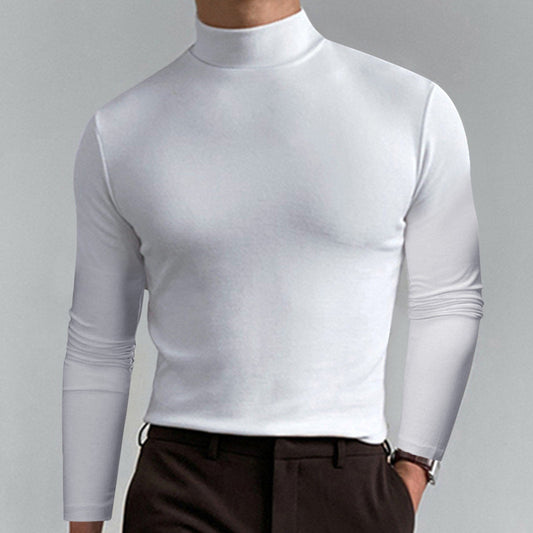 👕 50% OFF NOW! ✨ Men's High Neck Slim Fit T-Shirt - Stretchy & Breathable Fabric, Modern Style for Gym or Casual Wear 🏃♂️📦