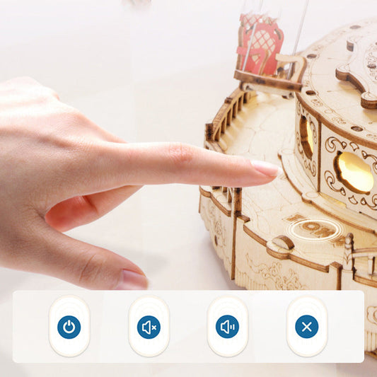 DIY Wooden Puzzles Carousel Music Box