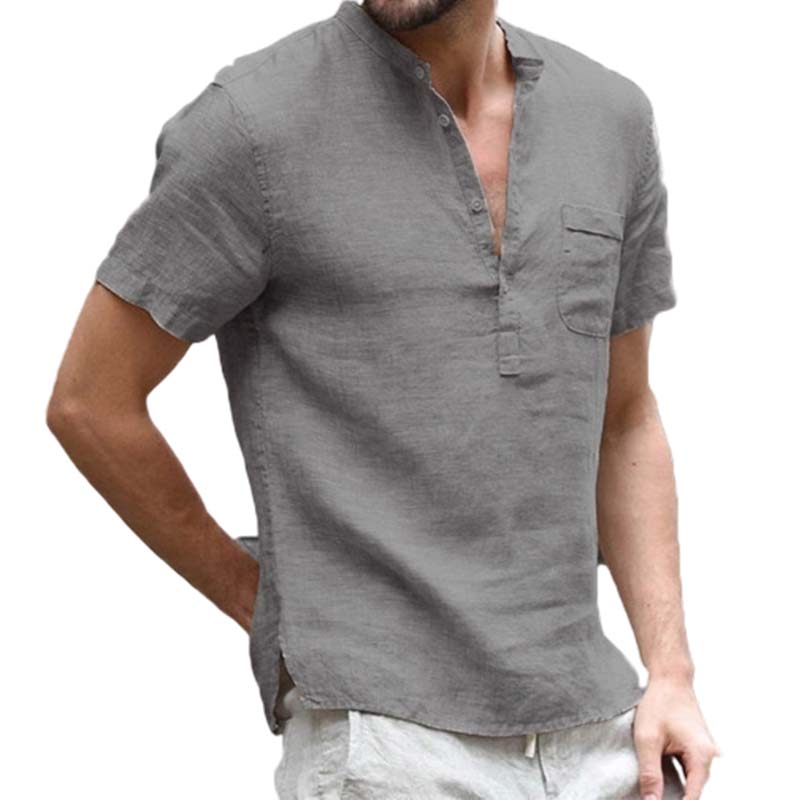 π₯2026 New Arrivals Special Offer-Men's Short Sleeve Linen Blend Henley Shirt