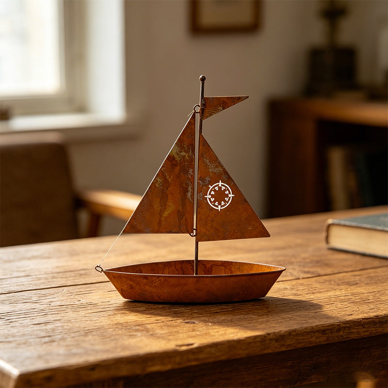 β΅ 50% OFF NOW! π± Rustic Sailboat Metal Planter β Handcrafted, weather-resistant & perfect for succulents, herbs or flowers β charming garden or shelf decor π‘