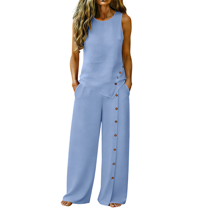 π LIMITED-TIME 50% OFF! β¨ Women's Casual Sleeveless Top and Wide-Leg Trousers Set