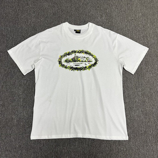 Neon Green Graphic Print White T-Shirt Unisex Streetwear Casual Short Sleeve Tee