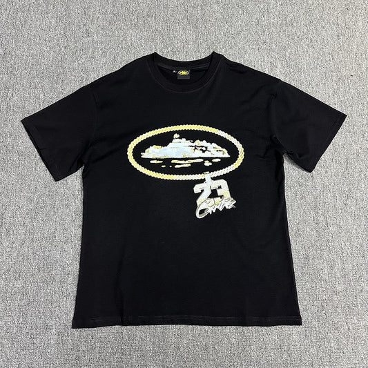 Black Graphic Print T-Shirt Unisex Streetwear Casual Short Sleeve Tee