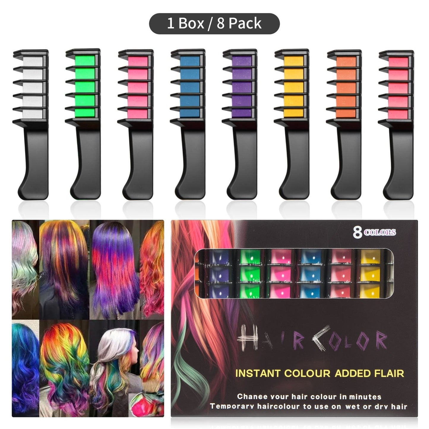 ⏳Black Friday Sale!🚨 Lowest Price Ever, Don't Miss Out! 🌈Festive Fun Hair Chalk Combs