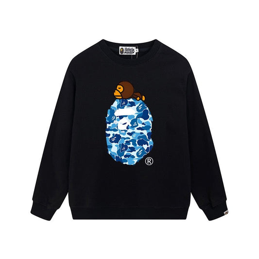 BAPE Blue Camo Ape Head Crewneck Sweatshirt