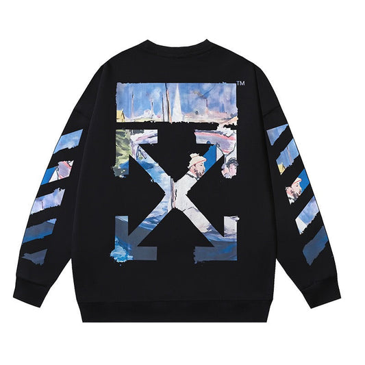 Off-White Blue Artwork Arrow Graphic Sweatshirt Black