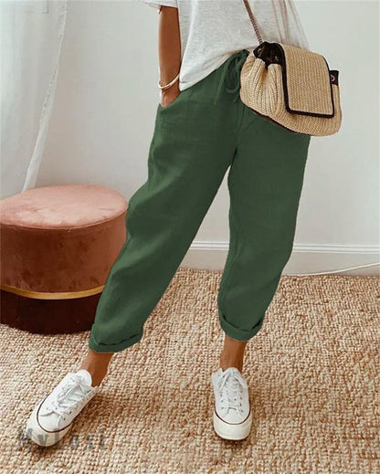 💞50K+ SOLD!🦋 Ankle-Length Cotton Linen Pants – Breathable, elegant & kind to skin. High-waisted fit flatters every shape. A little treat for yourself or a thoughtful gift