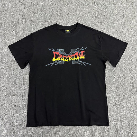 Graphic Print Black T-Shirt Unisex Streetwear Casual Short Sleeve Tee