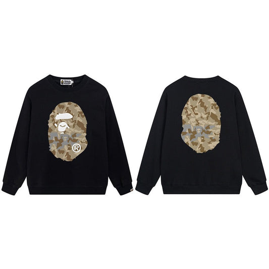 A BATHING APE Camo Ape Head Black Crewneck Sweatshirt