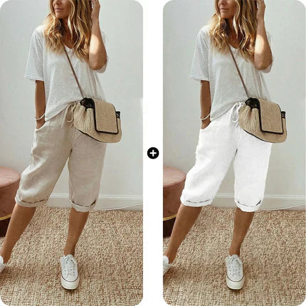 ⏳Time-Limited Special⏰Women's Casual Cotton Linen Capris