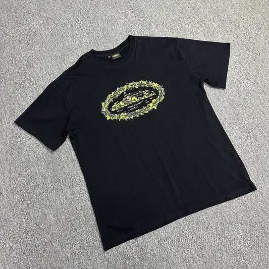 Neon Graphic Print Black T-Shirt Unisex Streetwear Casual Short Sleeve Tee