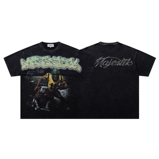 MAJESTIK Football Bulldog Graphic T-Shirt
