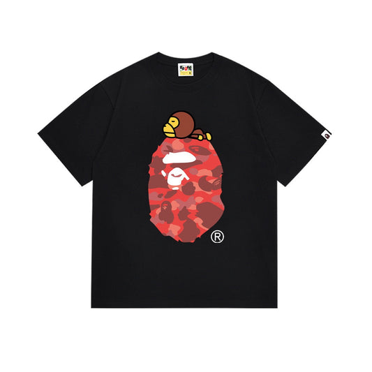 BAPE Black Red Camo Ape Head Graphic T-Shirt