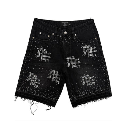 Black “ME” Rhinestone Denim Shorts