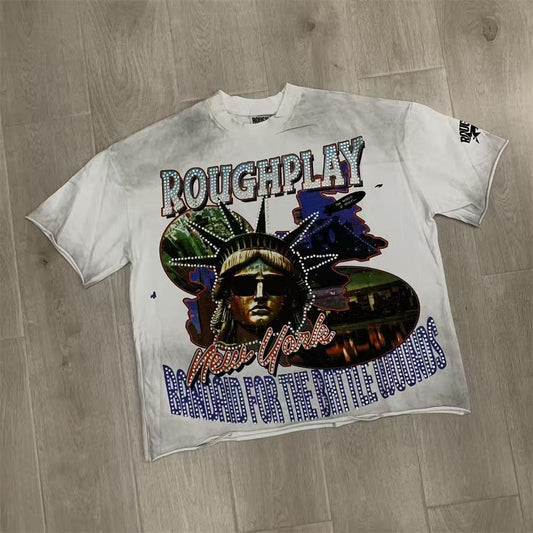 Vintage Statue Graphic T-Shirt Men's Oversized Streetwear Short Sleeve Tee