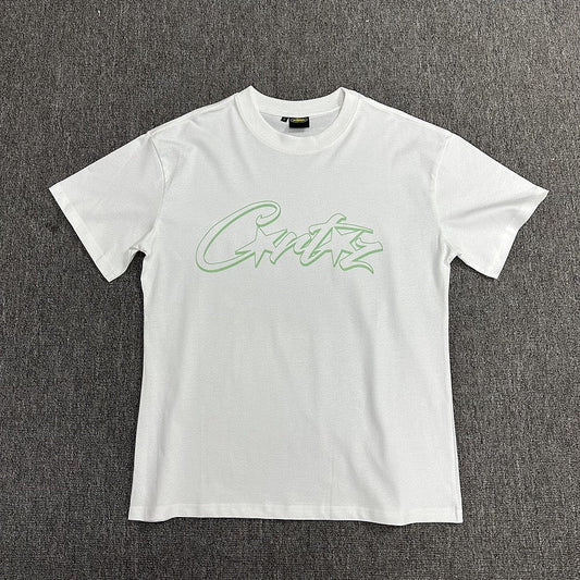 Light Green Graphic Print White T-Shirt Unisex Streetwear Casual Short Sleeve Tee