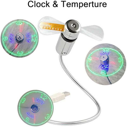 🔥2026 Hot Sale 50% OFF🔥USB Fan with LED Clock Lighting