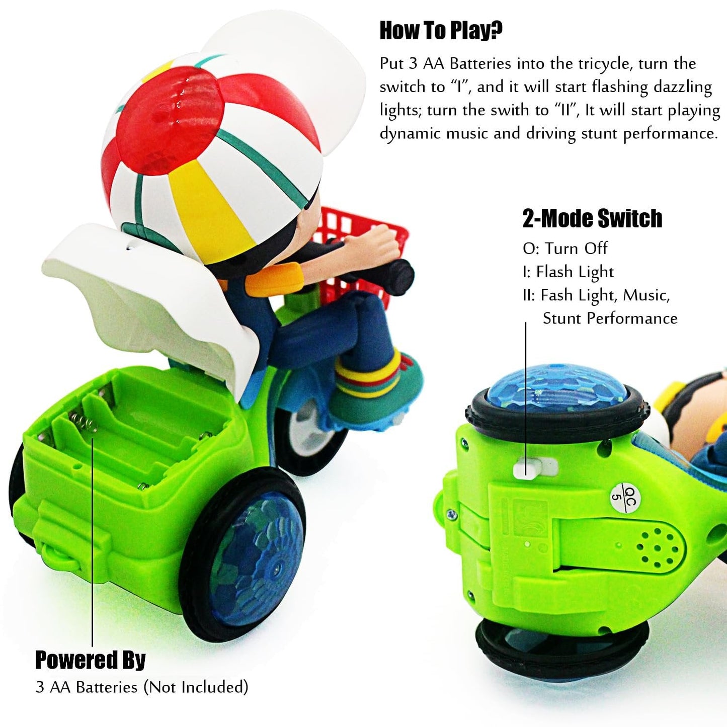 😍Last Day Sale 50% OFF💥 Stunt Spin Dance Tricycle Electric Toy with Sound Music Light Toy