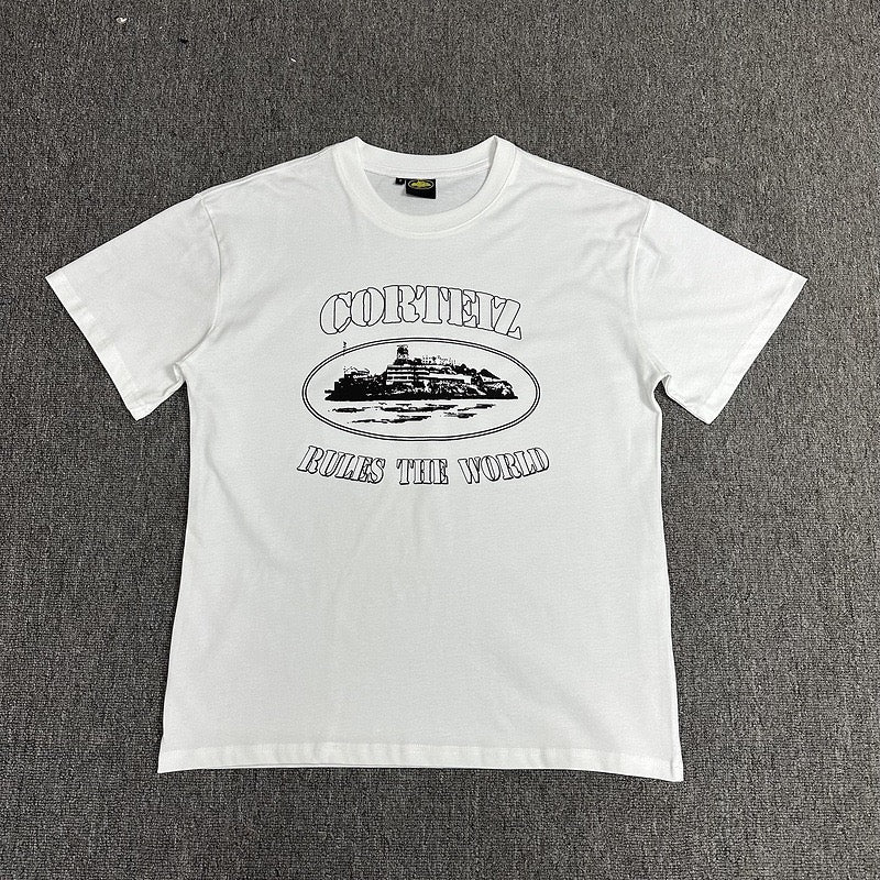 Vintage Black Graphic Print White T-Shirt Unisex Streetwear Casual Tee