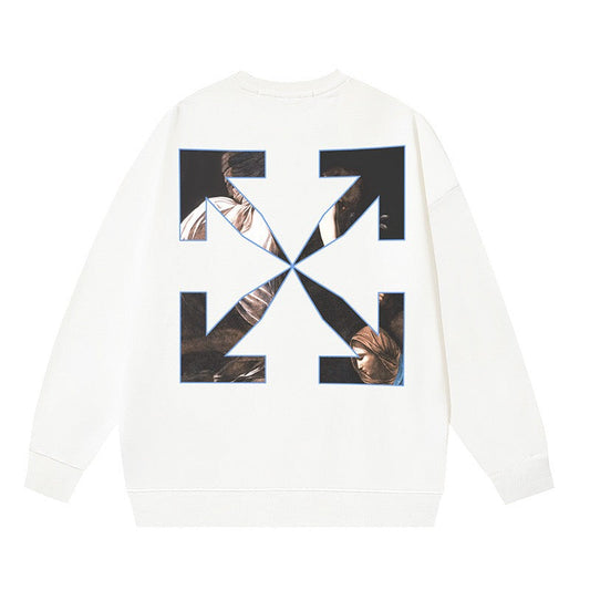 OFF WHITE Painting Arrow Graphic Crewneck Sweatshirt White