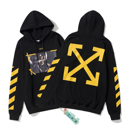 Off-White Black Yellow Arrow Graphic Hoodie
