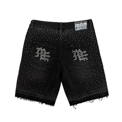 Black “ME” Rhinestone Denim Shorts