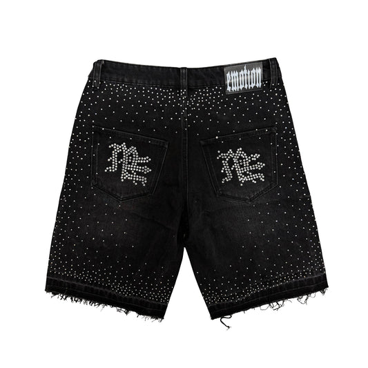 Black “ME” Rhinestone Denim Shorts