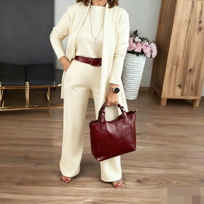 🔥Last day offer: 50% off-Elegant Longline Cardigan & Top & Pants 3-Pieces Set