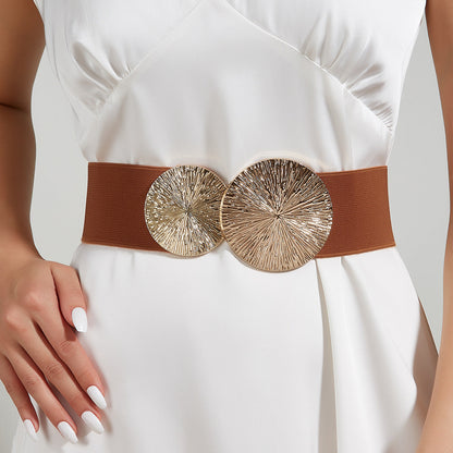 Women's Vintage Gold Buckle High Elastic Belt🎁