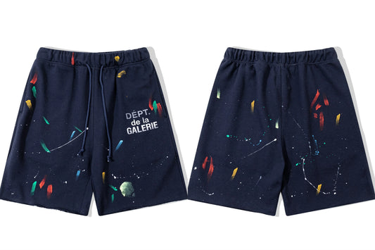 Gallery Dept. Paint Splatter French Terry Shorts - Dark Navy