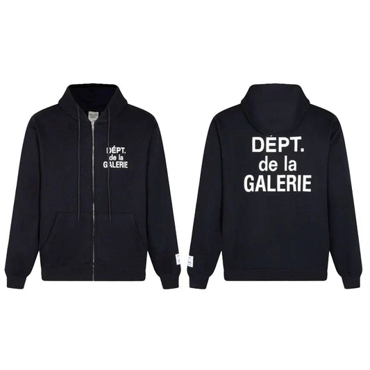 Gallery Dept. "Dépt. de la Galerie" Zip Hoodie – White French Print, Oversized Fit