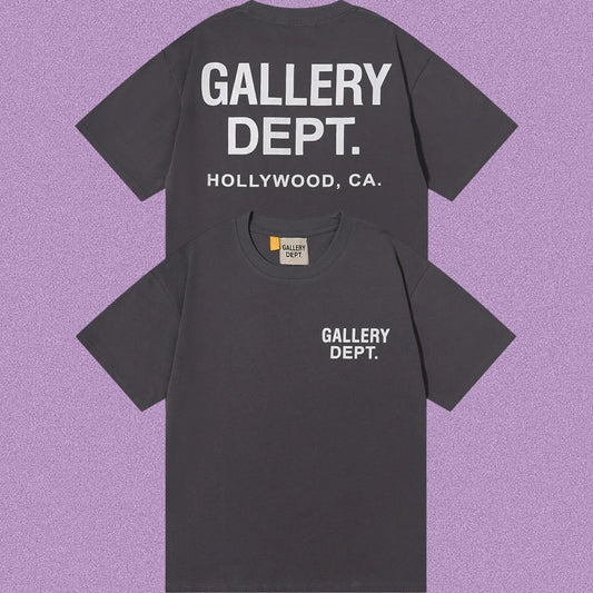 Gallery Dept. Hollywood Logo Short Sleeve T-Shirt - Dark Grey/White
