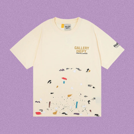 Gallery Dept. Paint Splatter Graphic Short Sleeve T-Shirt - Cream