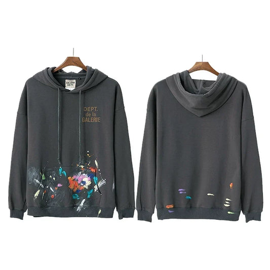 Gallery Dept Paint Splatter Charcoal Hoodie
