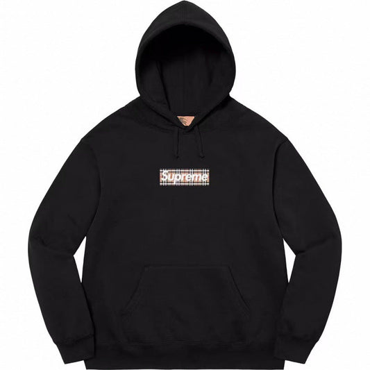 Supreme Box Logo Hooded Sweatshirt - Black / Plaid