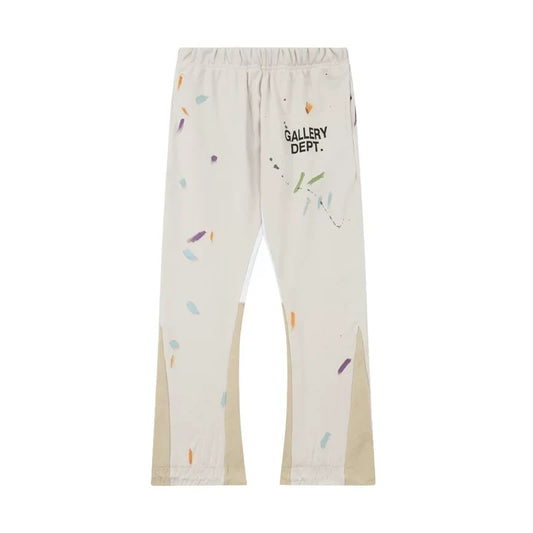 Gallery Dept. Paint Splatter Contrast Panel Sweatpants - Off-White / Cream