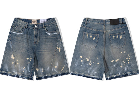 Gallery Dept. Vintage Paint Splatter Denim Shorts - Dark Blue