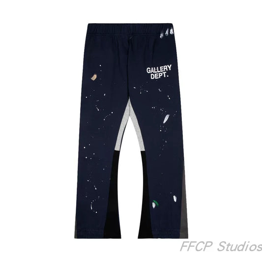 Gallery Dept. Paint Splatter Contrast Panel Sweatpants - Navy Blue