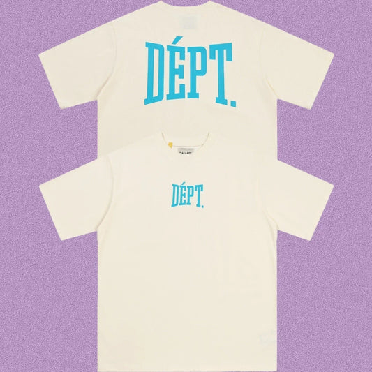 Gallery Dept. Arch Logo Short Sleeve T-Shirt - Cream/Cyan