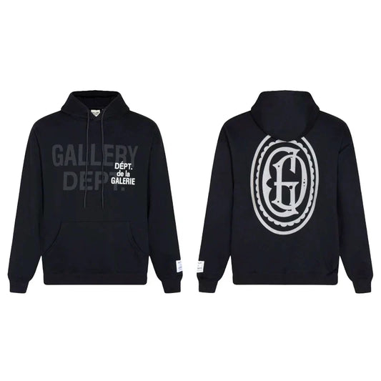 Gallery Dept. "GD Multi Logo" Hoodie – Black Oversized Streetwear