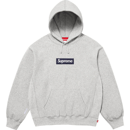 Supreme Box Logo Hooded Sweatshirt - Heather Grey / Navy