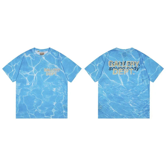 Gallery Dept. Water-Effect Tie-Dye Sound Mind Short Sleeve T-Shirt - Blue