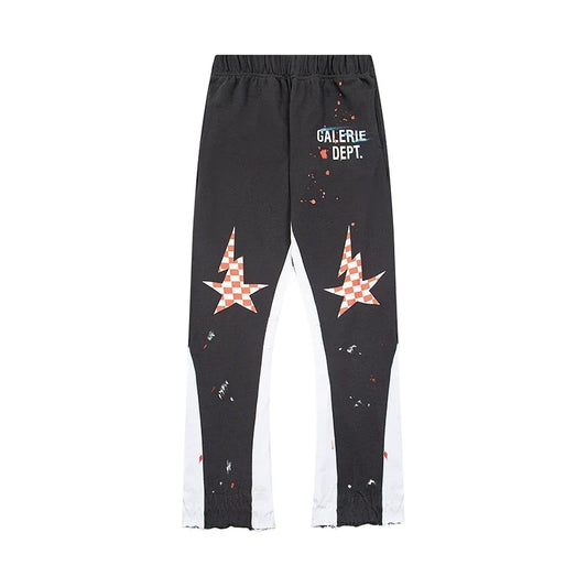 Gallery Dept. Paint Splatter Checkerboard Star Flare Sweatpants - Black/White