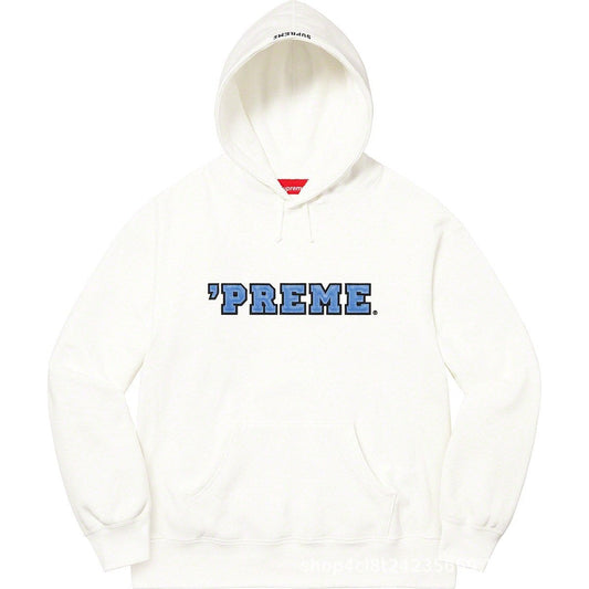 Supreme Cutout Logo Hooded Sweatshirt - White / Blue